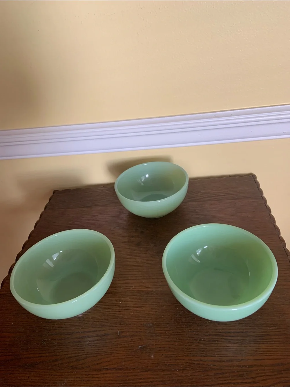Fire King Jadeite Green Glass Chili/Soup Bowls - Set of 3 1940s